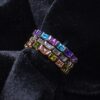 THEIA Sterling Silver Ring with Multi-Colored Baguettes