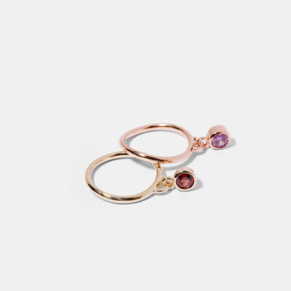 Lavanda, Roja, and Plata Stackable Charm Rings