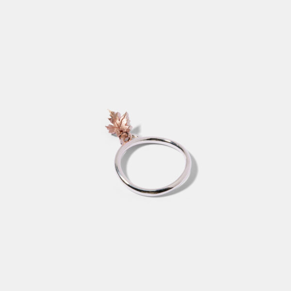 Sterling Silver Rose Gold Maple Leaf Ring